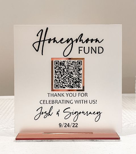 Honeymoon Fund QR Code Sign