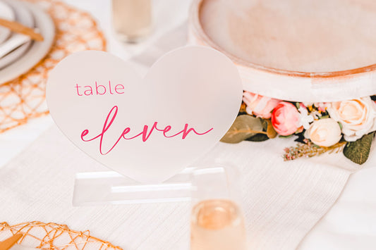 Heart Shaped Table Numbers