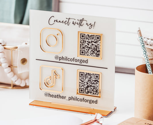 QR Code Social Media/Payment Sign, Custom Color