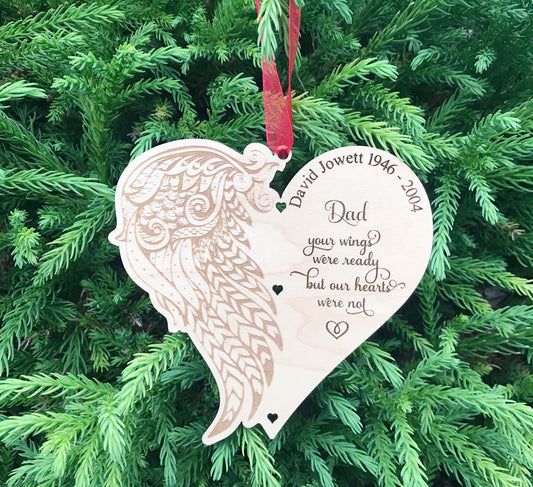 Memorial Christmas Ornament, Angel Wings