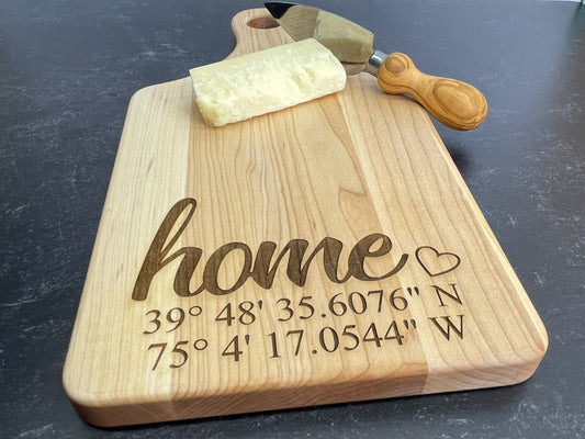 Engraved Cutting Board With Coordinates