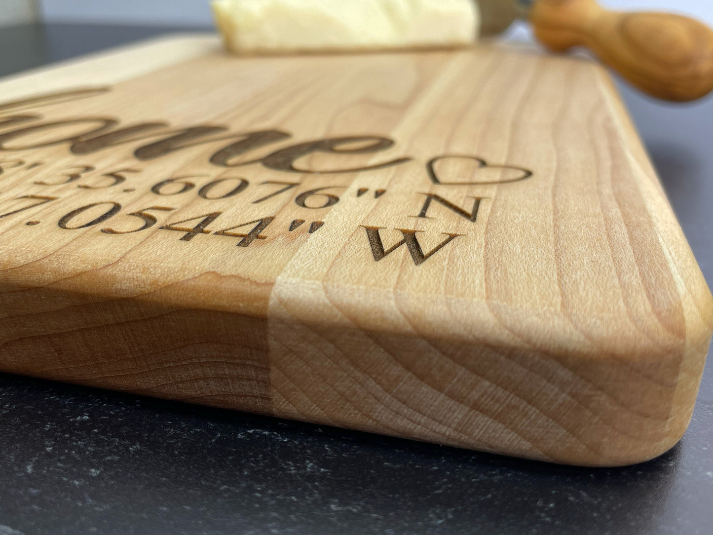 Engraved Cutting Board With Coordinates