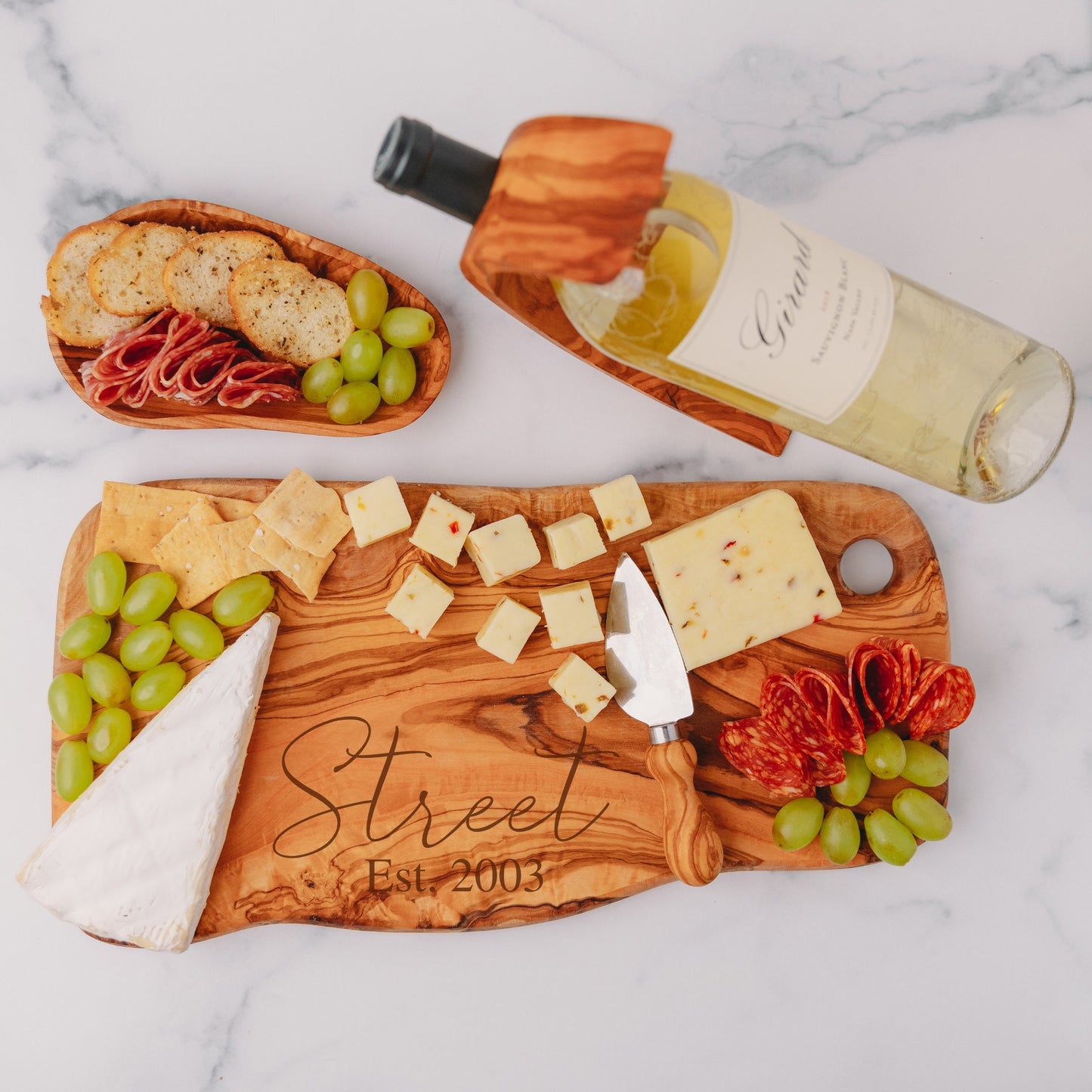 Olive Wood Charcuterie Board and Accessories