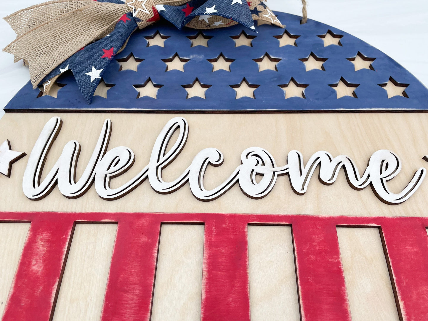 Patriotic Welcome Sign Door Hanger