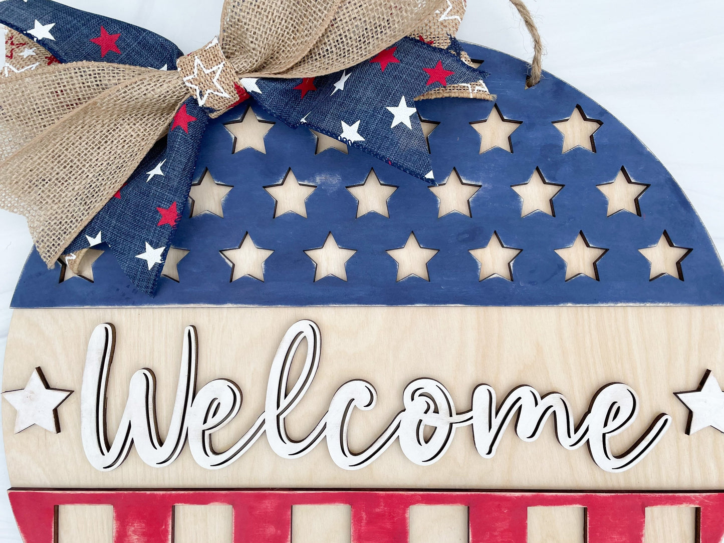 Patriotic Welcome Sign Door Hanger