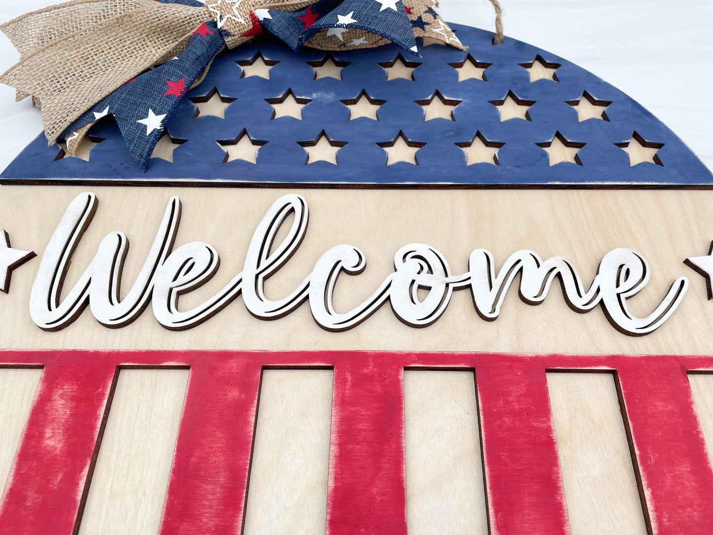 Patriotic Welcome Sign Door Hanger