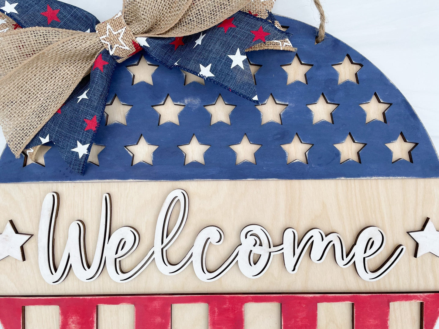 Patriotic Welcome Sign Door Hanger