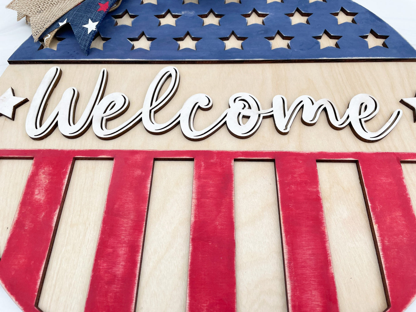 Patriotic Welcome Sign Door Hanger