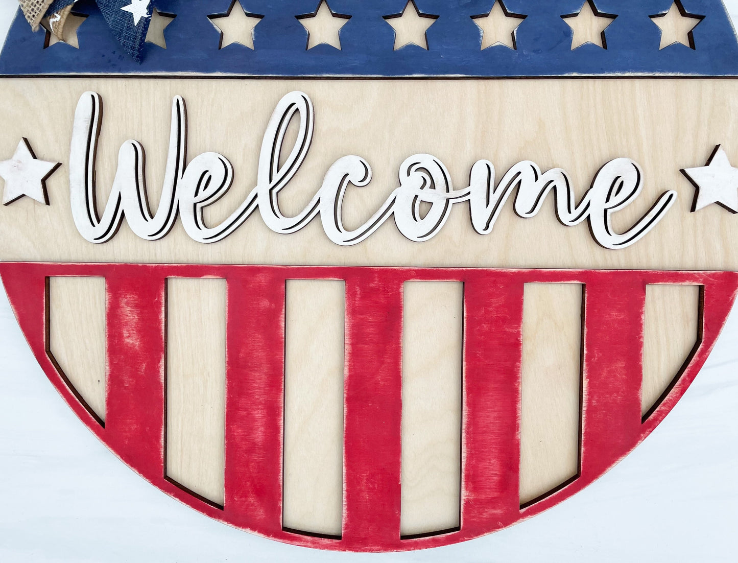 Patriotic Welcome Sign Door Hanger