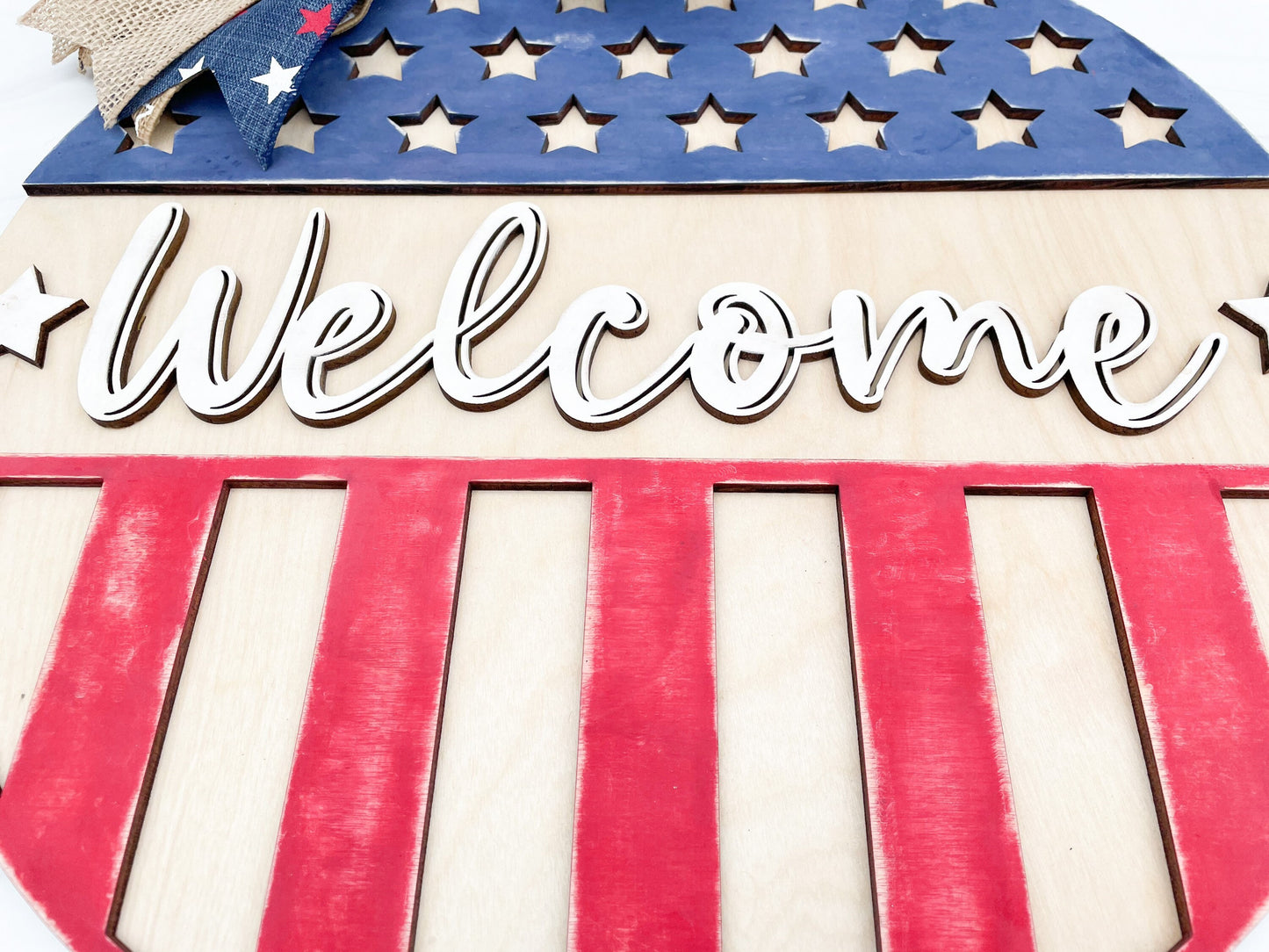 Patriotic Welcome Sign Door Hanger