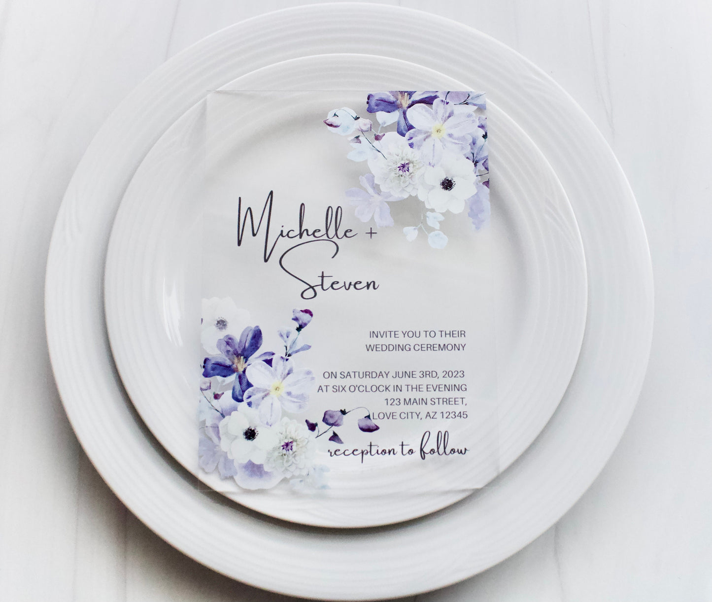 Custom Wedding Invitation, Elegant Clear Invites