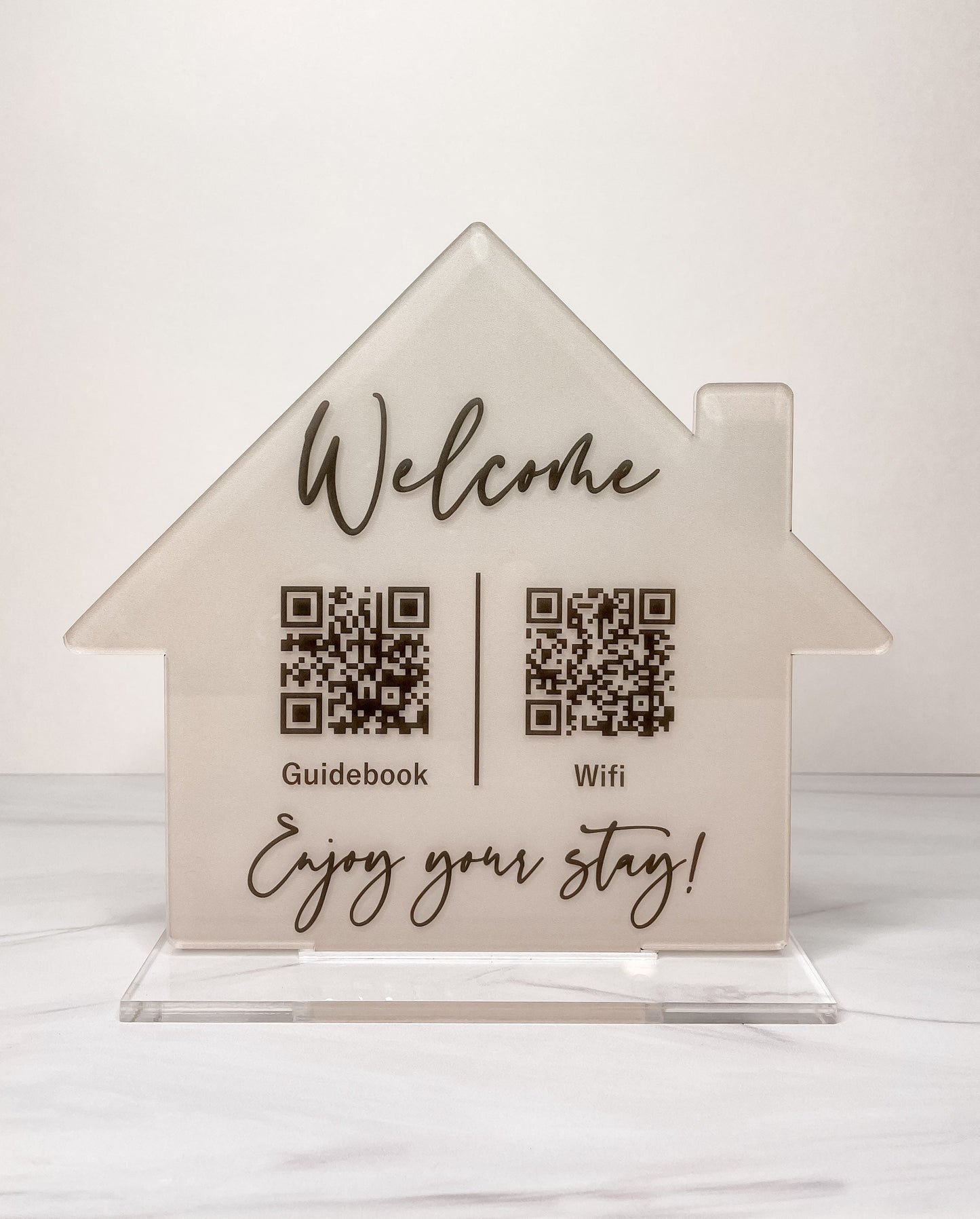 Guidebook Sign, Wifi Sign, QR code, Short Term Rental, VRBO, Airbnb, Welcome Sign, Scannable Acrylic Sign, House Shaped, Custom Color