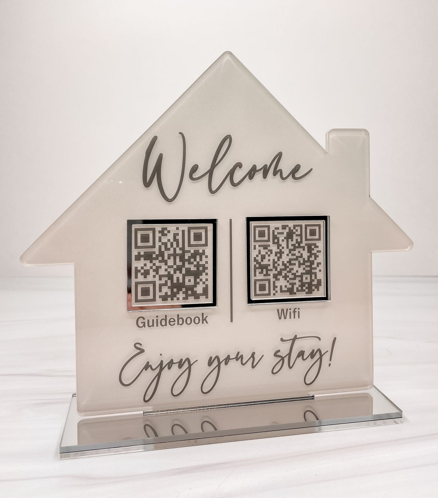 Guidebook Sign, Wifi Sign, QR code, Short Term Rental, VRBO, Airbnb, Welcome Sign, Scannable Acrylic Sign, House Shaped, Custom Color