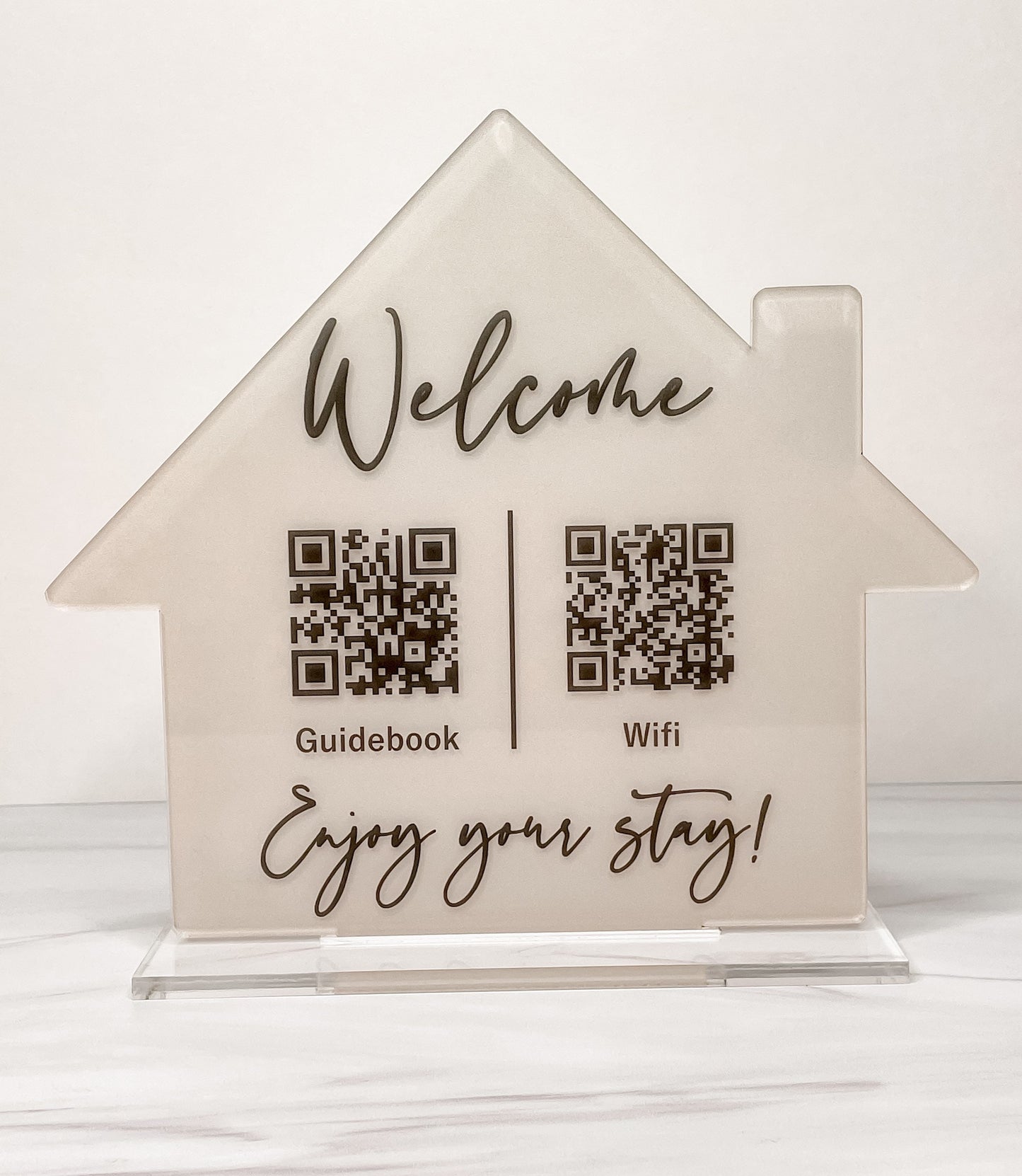 Guidebook Sign, Wifi Sign, QR code, Short Term Rental, VRBO, Airbnb, Welcome Sign, Scannable Acrylic Sign, House Shaped, Custom Color