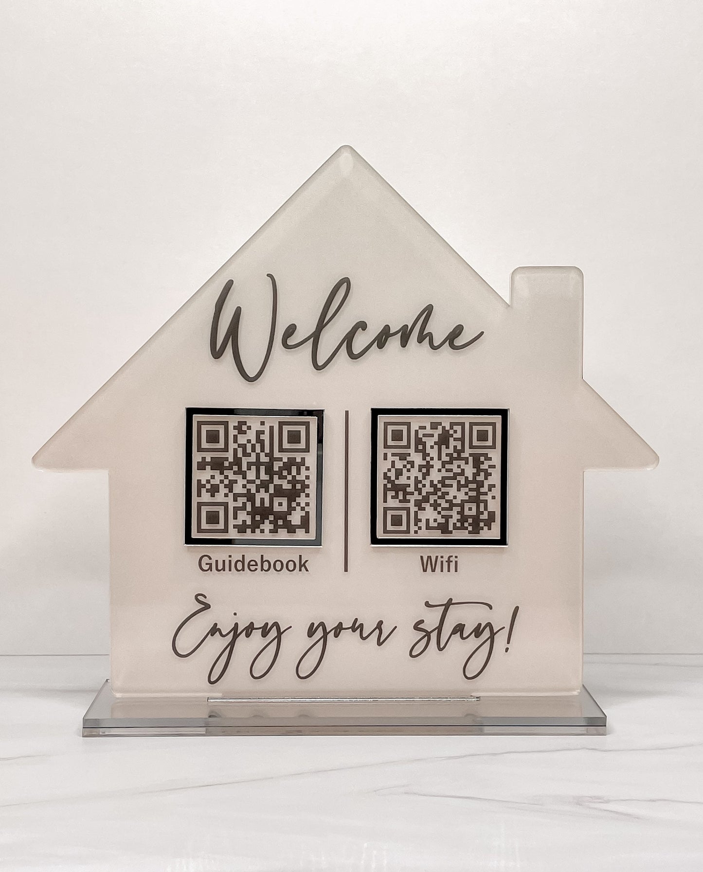 Guidebook Sign, Wifi Sign, QR code, Short Term Rental, VRBO, Airbnb, Welcome Sign, Scannable Acrylic Sign, House Shaped, Custom Color