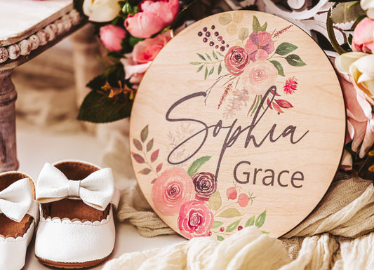 Baby Name Sign, Floral Sign