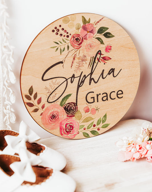 Baby Name Sign, Floral Sign