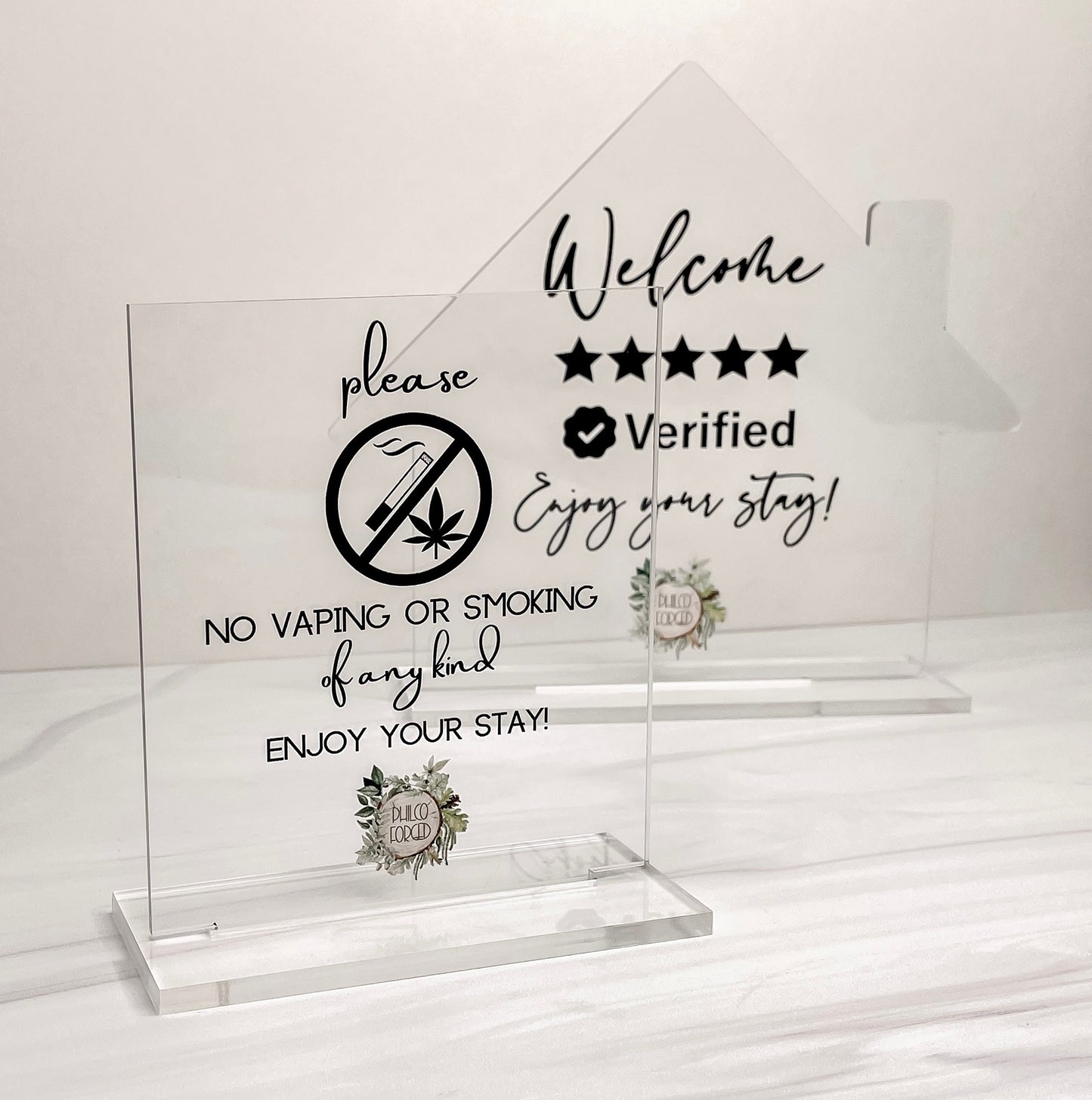 Short Term Rental Welcome Sign, With Logo